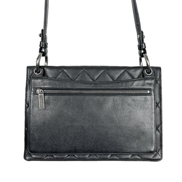 Chanel Large Retro Classic Flap Bag Black Quilted Caviar Leather Silver HW - Picture 4 of 11